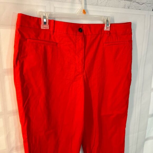 Ann Taylor Red Cotton Cropped Summer Dress Pants Size 16 - Picture 4 of 12